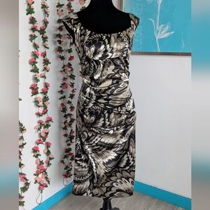 London Style Black and Cream Maxi Dress